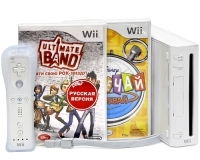 Комплект: Игровая консоль Wii Sports Pack RUS + игра "Отвечай - не зевай!" + игра "Ultimate Band" артикул 149a.